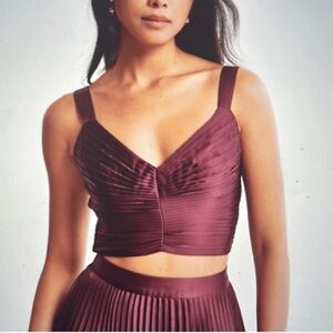 Abercrombie & Fitch Satin Ruched Top - Burgundy